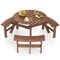 Fir Wood Round Picnic Table Set with 3 Benches and Umbrella Hole